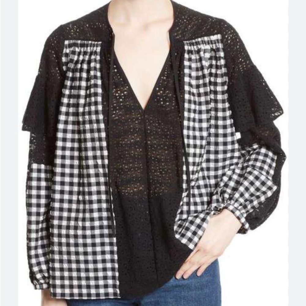 Rachel Comey NWT Lace Willow Gingham Blouse. Size 4